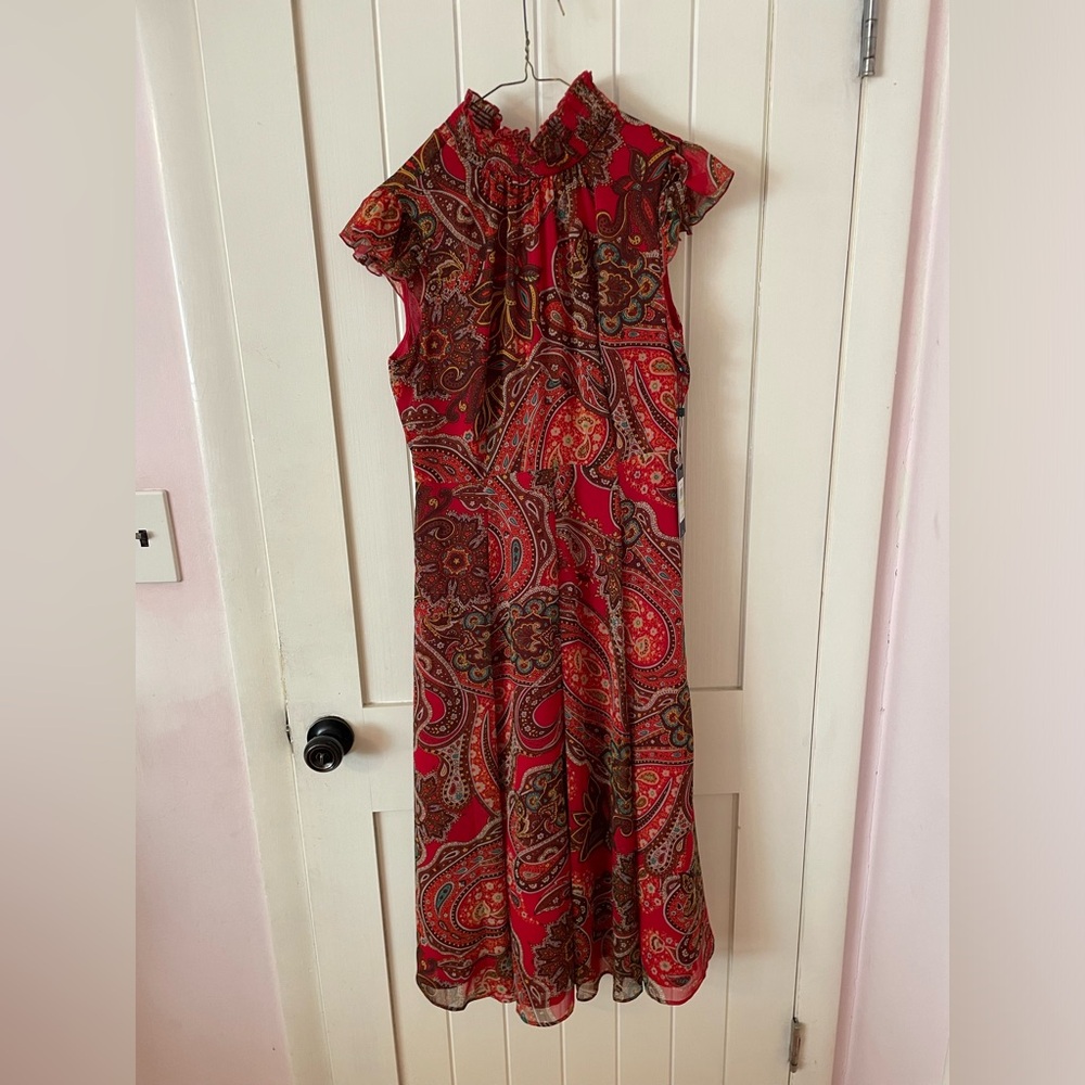 Tommy Hilfiger Red Plaid Ruffle Collar Dress